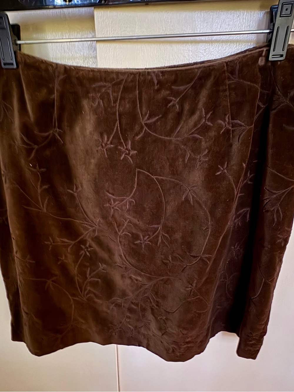 J. Crew Brown Velvet Embroidered Mini Skirt